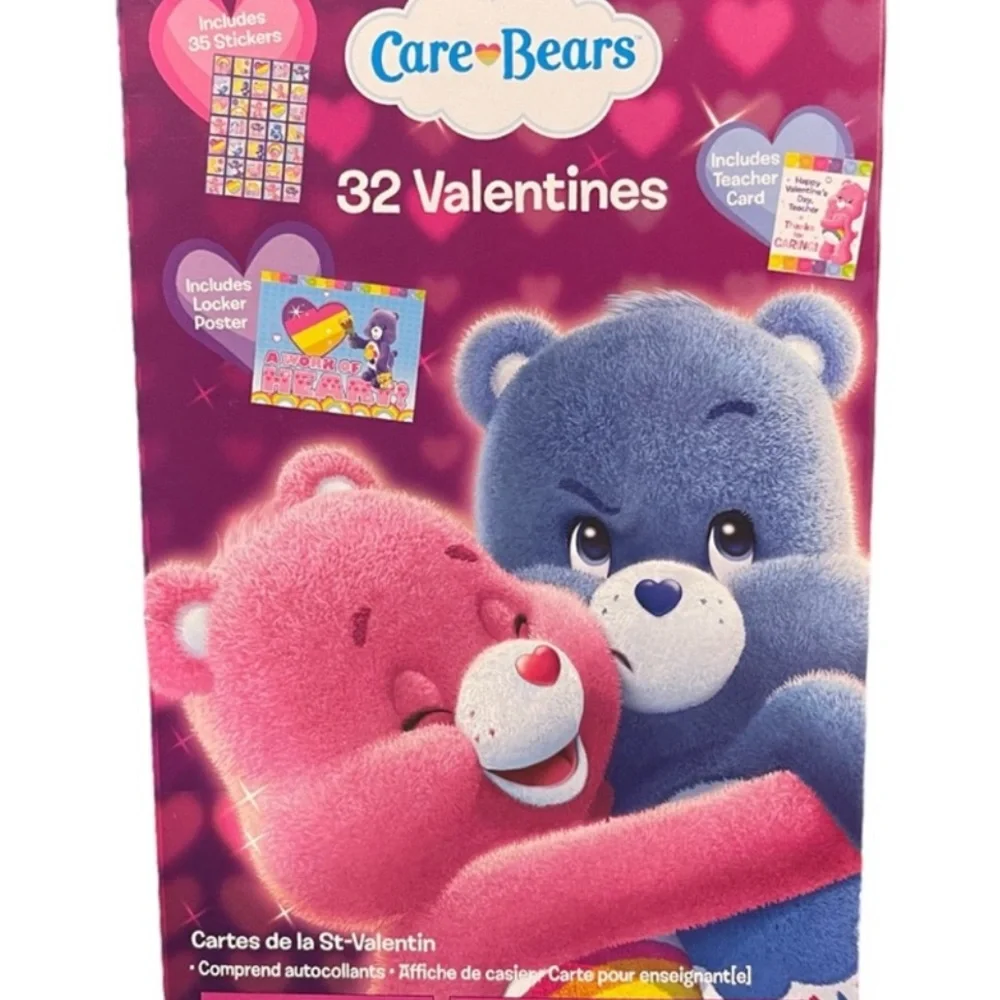 Care Bears Valentine's Day Card Set - Pink and Blue